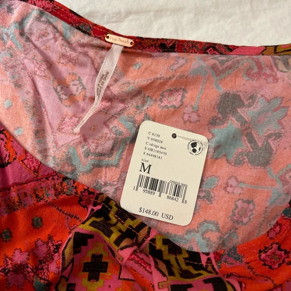 NWT FREE PEOPLE‎ Blakely Maxi Dress Red Motif M